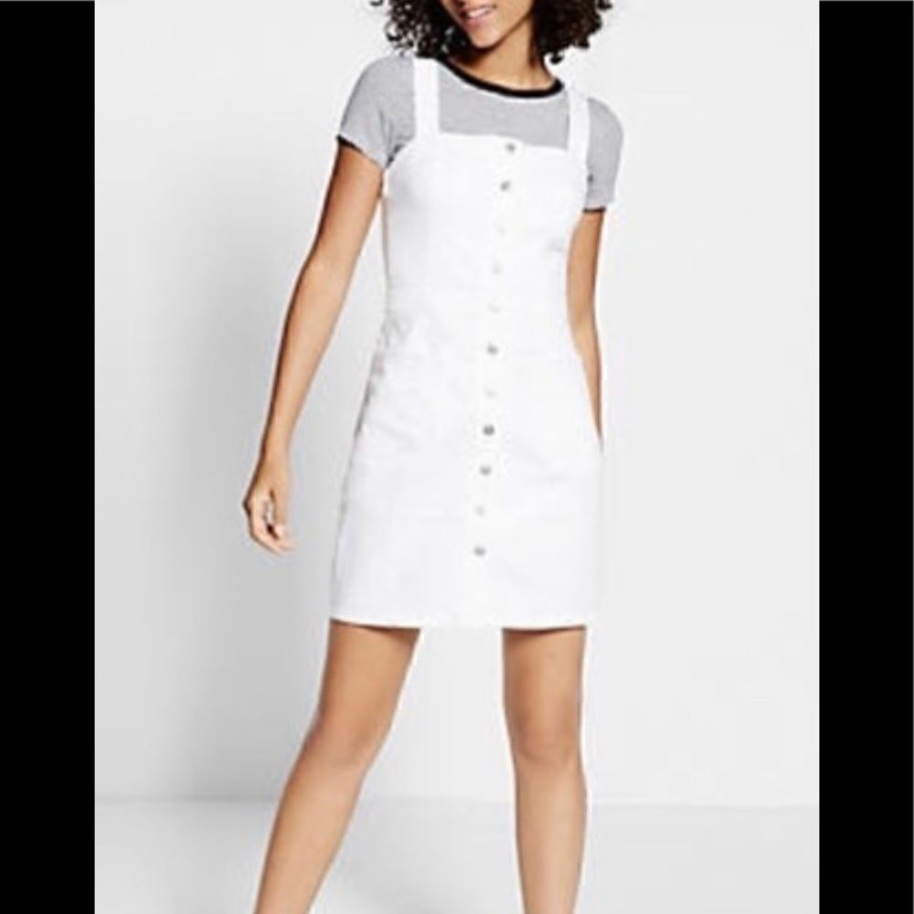 GBG los angeles button down white denim dress - Picture 1 of 4